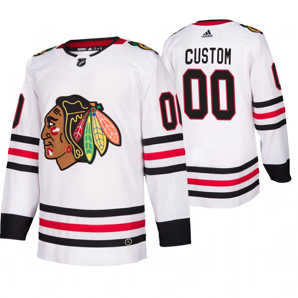 Chicago Blackhawks Custom 2019-20 Away Authentic Player White NHL Jersey->customized nhl jersey->Custom Jersey